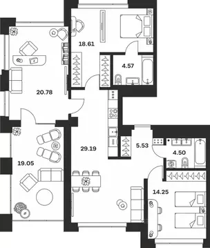 3-к кв. Тульская область, Тула Прайм Сойфера жилой комплекс (116.48 м)