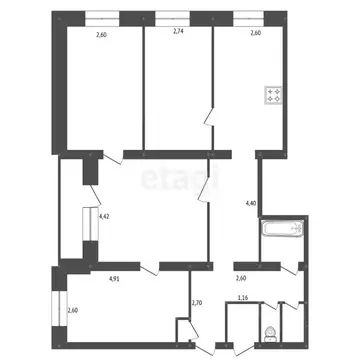 4-к кв. Амурская область, Белогорск Первомайская ул., 34 (91.2 м)