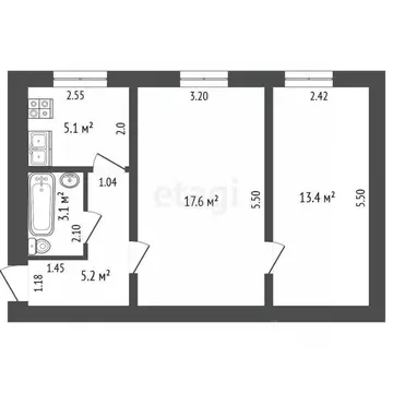 2-к кв. Мордовия, Чамзинка пгт ул. Мира, 6 (44.4 м)