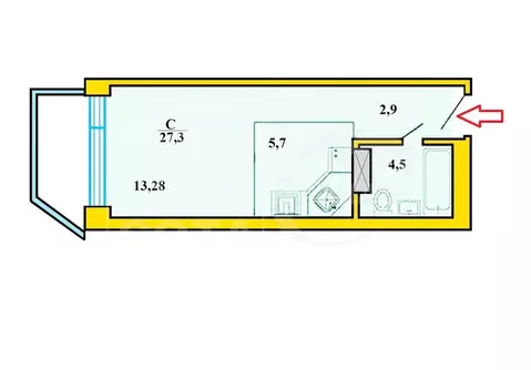 Квартира-студия: Воронеж, Острогожская улица, 168С (27.3 м)