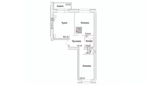 2-к кв. Ярославская область, Ярославский муниципальный округ, пос. ...