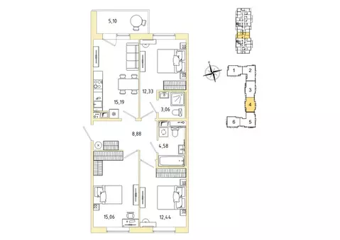 3-к кв. Ленинградская область, Гатчина Въезд мкр,  (74.09 м)