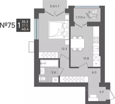 1-к кв. Калининградская область, Пионерский Рабочая ул., 11 (37.5 м)
