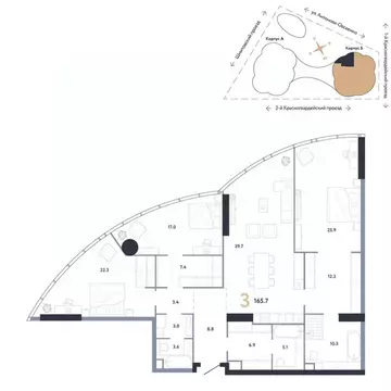 3-к кв. Москва Камушки мкр,  (165.7 м)