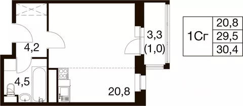 Студия Московская область, Балашиха Гагарина мкр, ул. Проектная, 9Ас1 ...