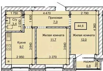 2-к кв. Алтайский край, Барнаул ул. Анатолия (44.6 м)