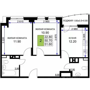 2-к кв. Краснодарский край, Анапа проезд Межсанаторный, 41 (51.7 м)