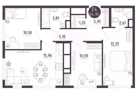 3-к кв. Тульская область, Тула ул. Купцов Гречихиных (64.94 м)