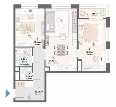 3-к кв. Московская область, Пушкино Надсоновский туп. (69.4 м)