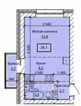 1-к кв. Алтайский край, Барнаул ул. Анатолия (28.1 м)