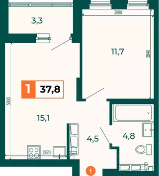 1-к кв. Свердловская область, Екатеринбург ВИЗ жилрайон, Квартал ...