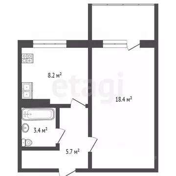 1-к кв. Архангельская область, Архангельск ул. А.О. Шабалина, 22 (31.1 ...