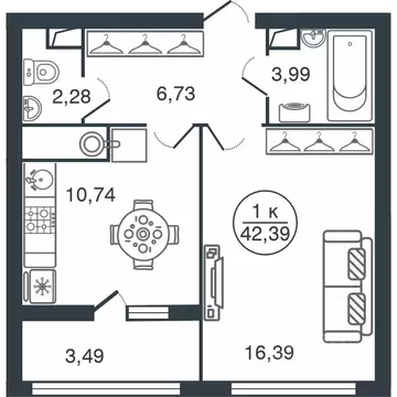 1-к кв. Тверская область, Тверь Бурашевское ш., 60 (42.39 м)