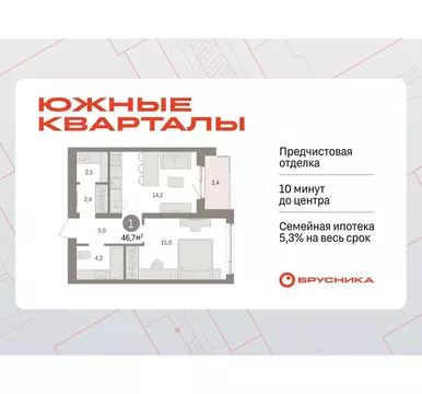 1-к кв. Свердловская область, Екатеринбург пер. Торфяной, 4 (46.7 м)