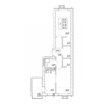 2-к кв. Калининградская область, Зеленоградск  (53.8 м)