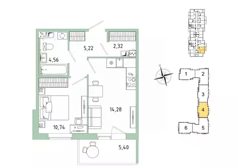 1-к кв. Ленинградская область, Гатчина Въезд мкр,  (38.74 м)