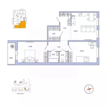 2-к кв. Ленинградская область, Гатчина ул. Чехова, 39к2 (78.6 м)