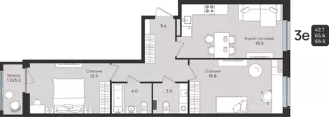 3-к кв. Пермский край, Пермь ул. Космонавта Беляева, 210 (66.6 м)