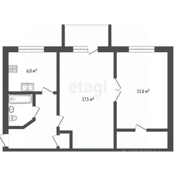 2-к кв. Ярославская область, Ярославль ул. Сахарова, 21 (53.4 м)