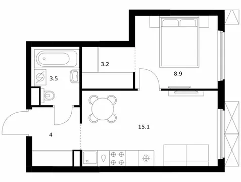 1-комнатная квартира: Нижний Новгород, деревня Утечино, жилой комплекс ...