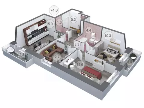 3-к кв. Воронежская область, Семилуки ул. Дзержинского, 21 (74.0 м)