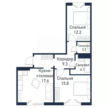 2-к кв. Челябинская область, Челябинский городской округ, пос. ...