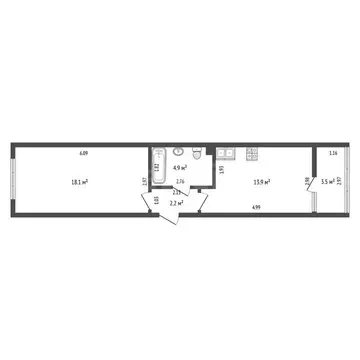 1-комнатная квартира: Анапа, Таманская улица, 121к16 (39.1 м)