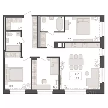 3-к кв. Башкортостан, Уфа 563-й кв-л,  (96.6 м)