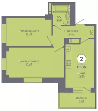 2-к кв. Ростовская область, Ростов-на-Дону Левенцовский мкр, ...
