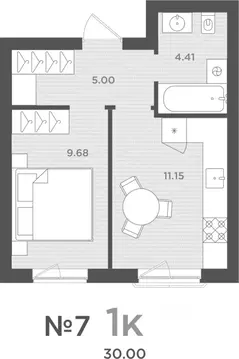 1-к кв. Калининградская область, Гурьевский муниципальный округ, пос. ...