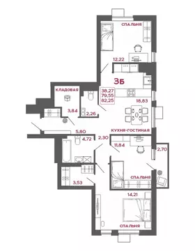 3-комнатная квартира: Пенза, ЖК Микрорайон Новобережье (82.25 м)
