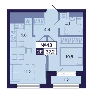 2-комнатная квартира: Якутск, Новопортовская улица, 1А/1 (37.2 м)