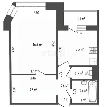 1-к кв. Тюменская область, Тюмень ул. Пермякова, 84 (40.1 м)
