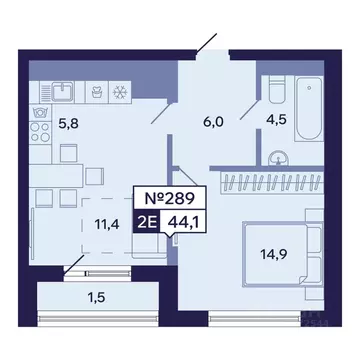 2-к кв. Саха (Якутия), Якутск ул. Новопортовская, 1А/1 (44.1 м)