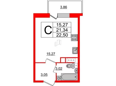 Квартира-студия: Санкт-Петербург, Среднерогатская улица, 16к2 (21.3 м)