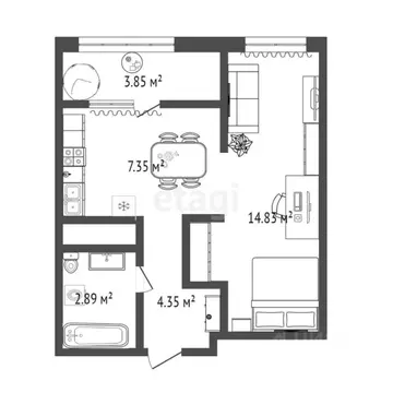 1-к кв. Тюменская область, Тюмень ул. 50 лет Октября, 57Бк2 (49.0 м)