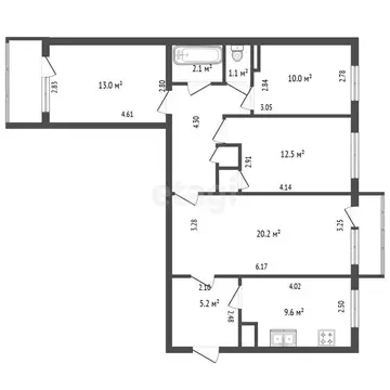 4-комнатная квартира: Санкт-Петербург, Наличная улица, 36к7 (82 м)