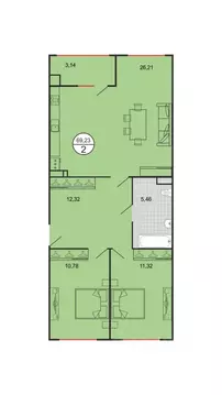2-к кв. Ставропольский край, Ставрополь № 15 мкр,  (69.23 м)
