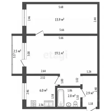 2-к кв. Башкортостан, Стерлитамак ул. Худайбердина, 140 (44.7 м)