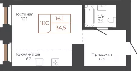 1-к кв. Алтайский край, Барнаул пл. Баварина, 8к2 (34.8 м)