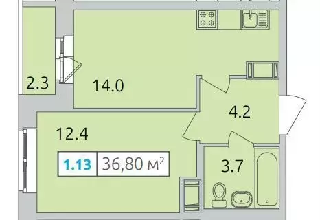 1-к кв. Санкт-Петербург ул. Русановская, 16к3 (36.0 м)
