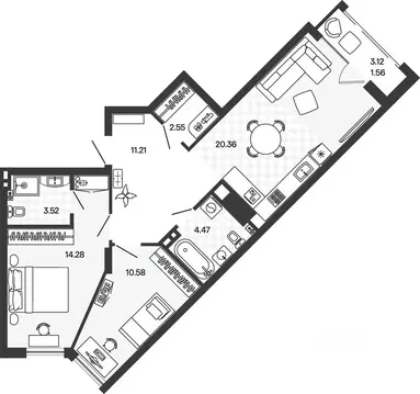 2-к кв. Калининградская область, Гурьевский муниципальный округ, пос. ...