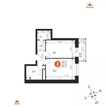 2-к кв. Московская область, Балашиха Гагарина мкр, ул. Проектная, 4 ...