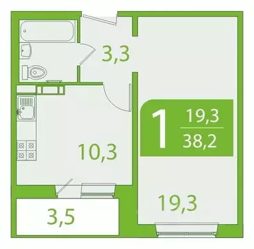 1-к кв. Томская область, Томск ул. Пришвина, 46 (36.46 м)