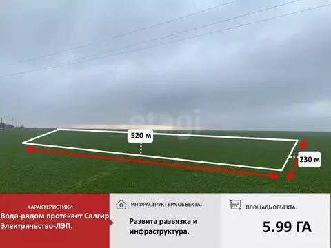 Участок в Крым, Красногвардейский район, с. Пятихатка  (599.0 сот.)