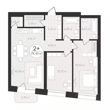 2-к кв. Башкортостан, Уфа Южный-2 мкр,  (79.45 м)