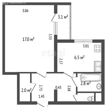 1-комнатная квартира: Кронштадт, проспект Ленина, 8 (37.9 м)