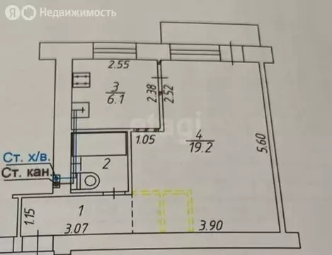 1-комнатная квартира: Калуга, улица Ленина, 56А (31.5 м)