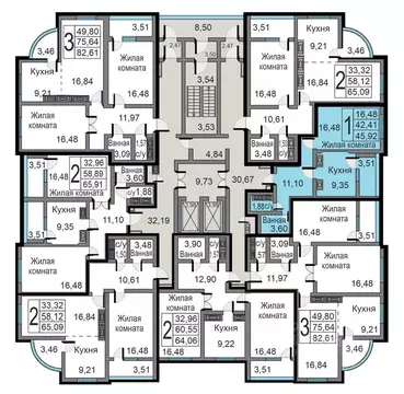 1-к кв. Калужская область, Калуга ул. Минская, 23 (45.92 м)