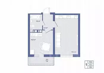 1-к кв. Воронежская область, Воронеж ул. Шидловского, 22 (38.2 м)